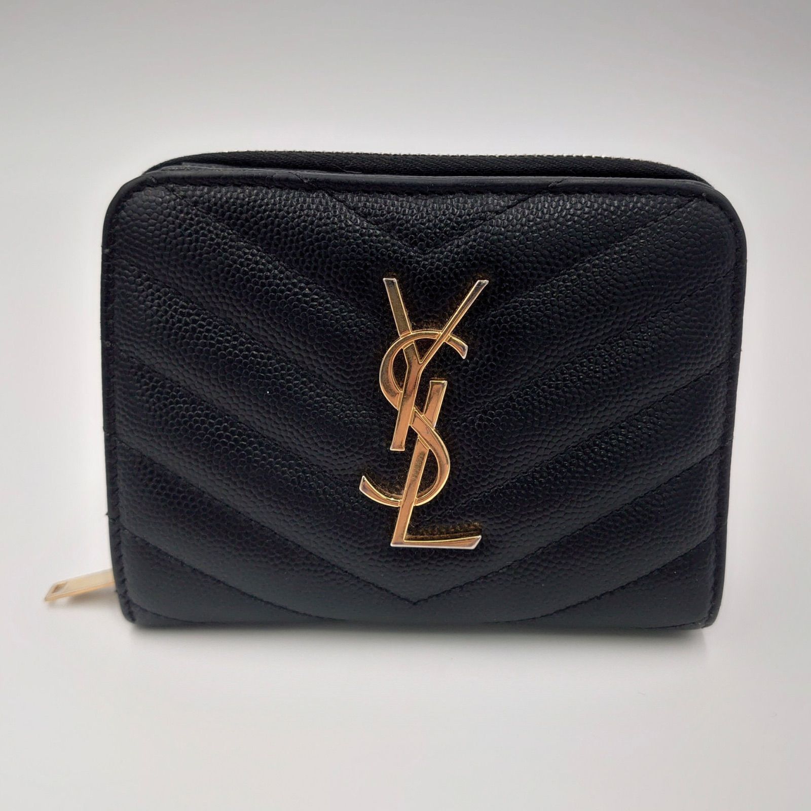 サンローラン コンパクトウォレット 二つ折り財布 YSL Vステッチ www