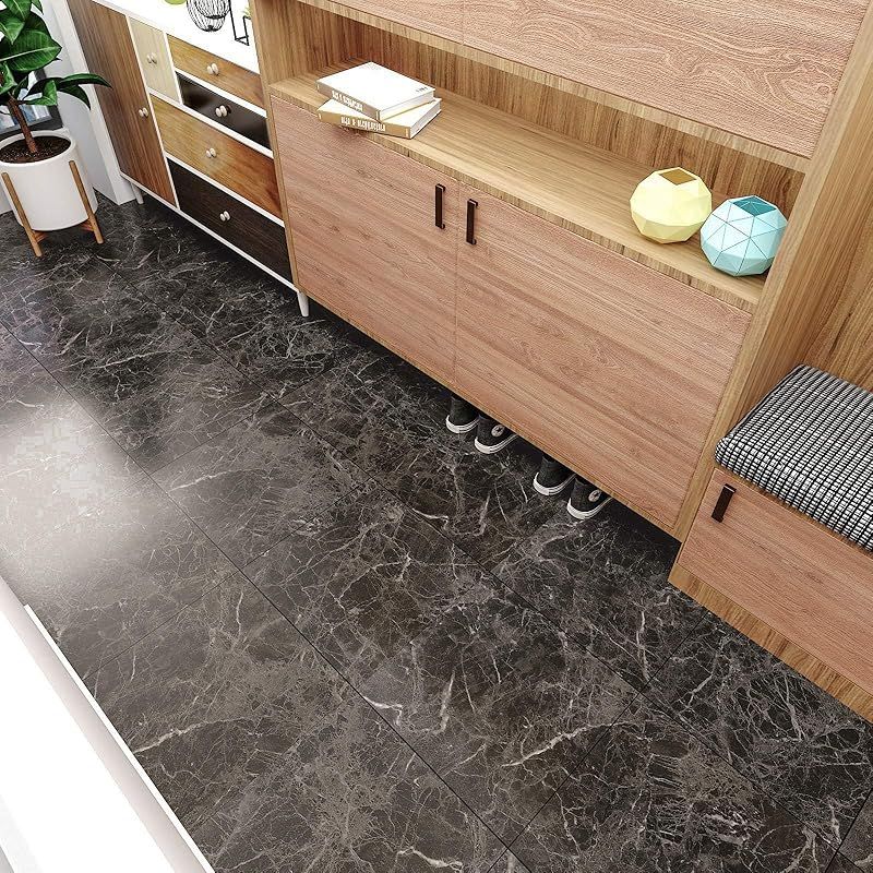 フロリングシート VEELIKE フロアタイル 床DIY ブラック 大理石 フロリングシート VEELIKE フロアタイル 床DIY ブラック 大理石