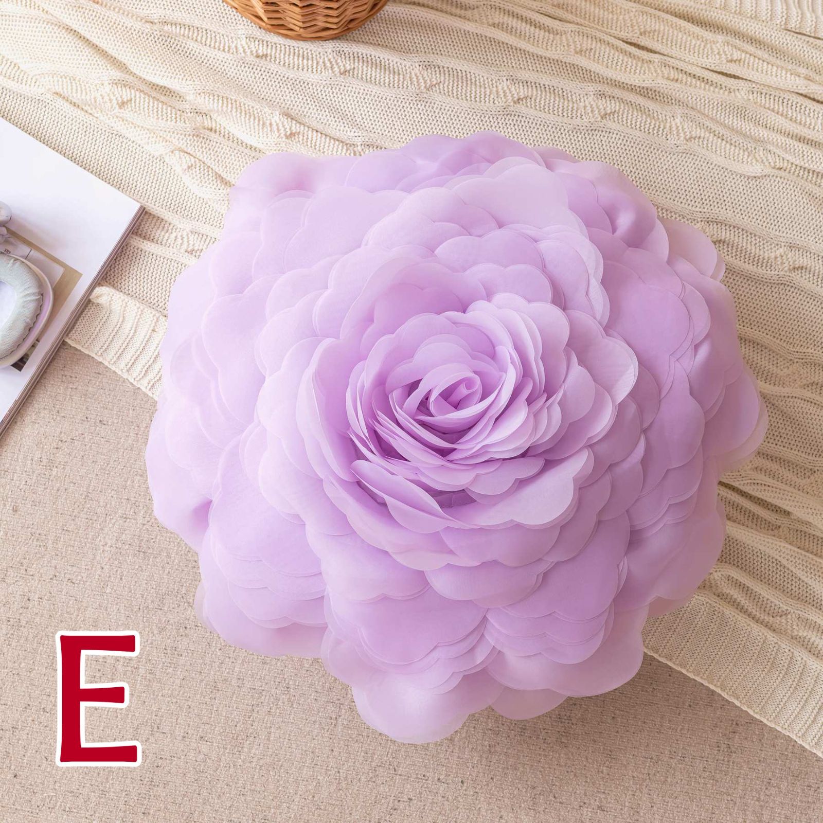 クッション 薔薇型 ピンク  アプリコット イエロー ブラウン パープル クッション 薔薇型 花 カラーバリエーション ピンク