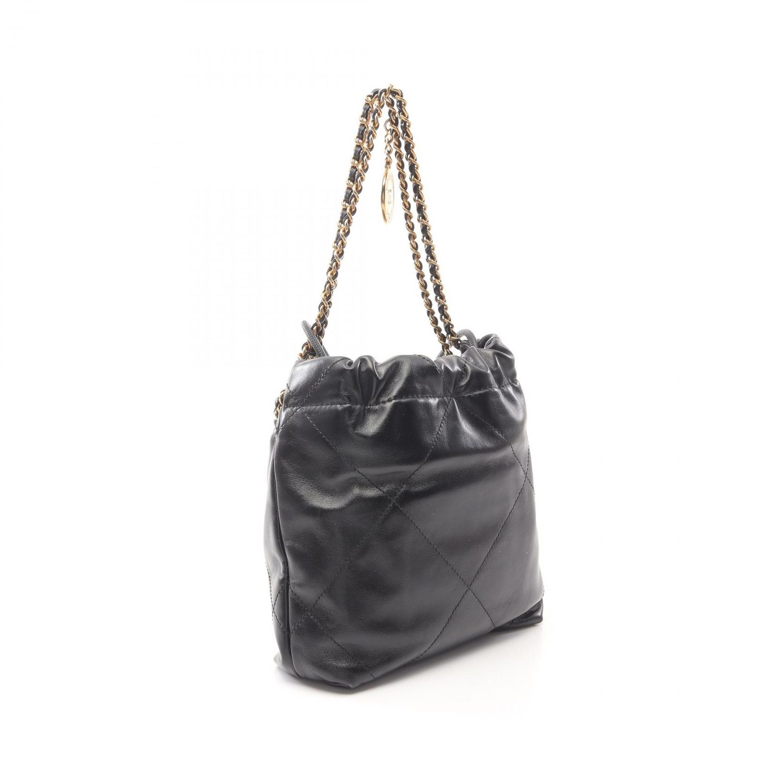 Chanel ブラックレザー ショルダーバッグ シャネル シャネル22 ラージ レザー チェーンショルダーバッグ