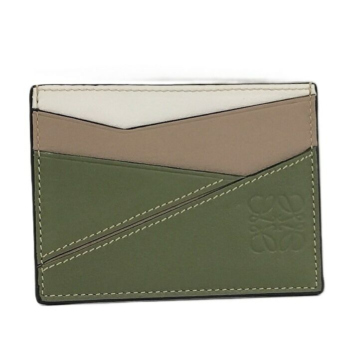 LOEWE カードケース パズル レザー グリーン系 