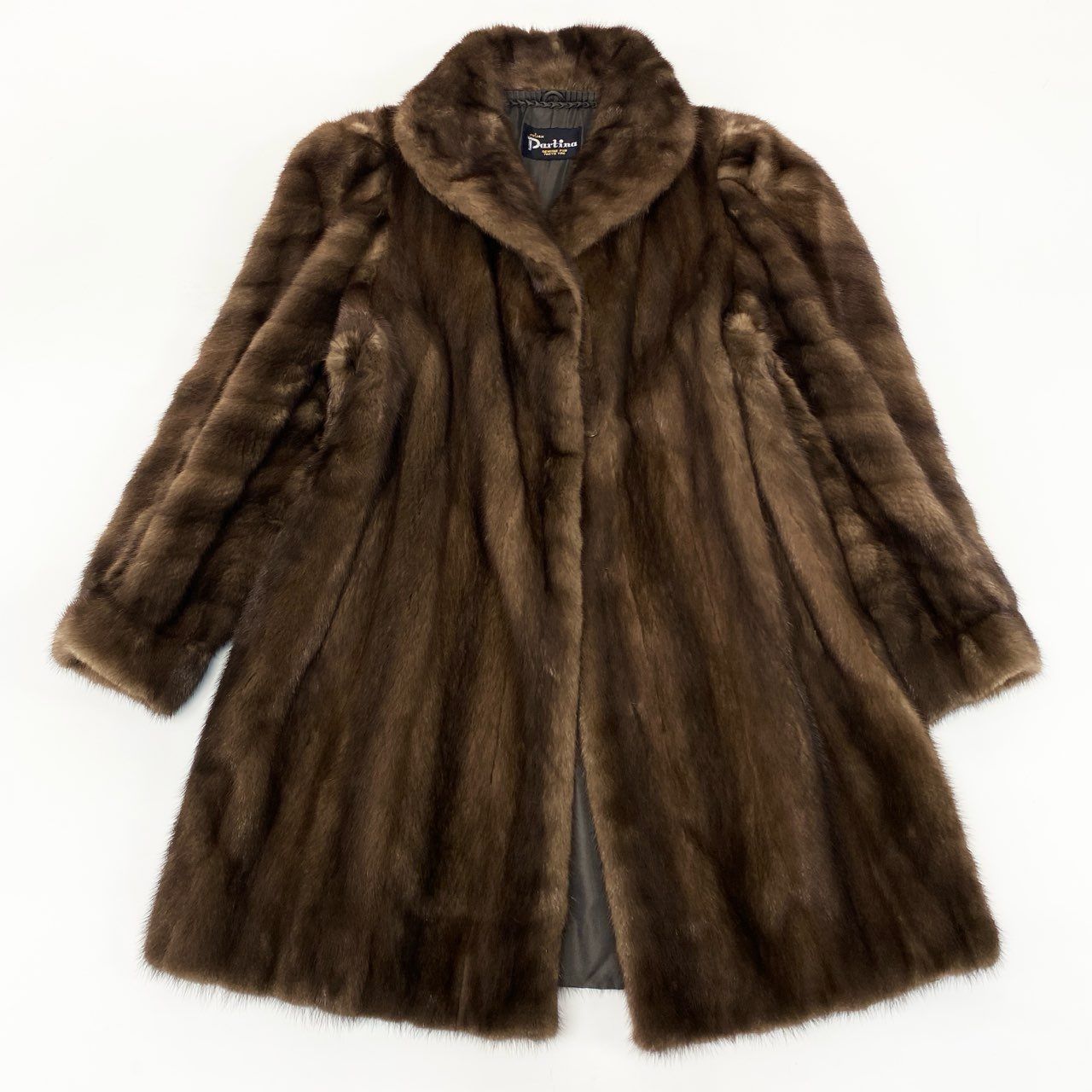 11j6 Partina パルティナ デミバフミンク ファーコート セミロング 11 M相当 ブラウン 本毛皮 MINK FUR 最 毛皮t18r