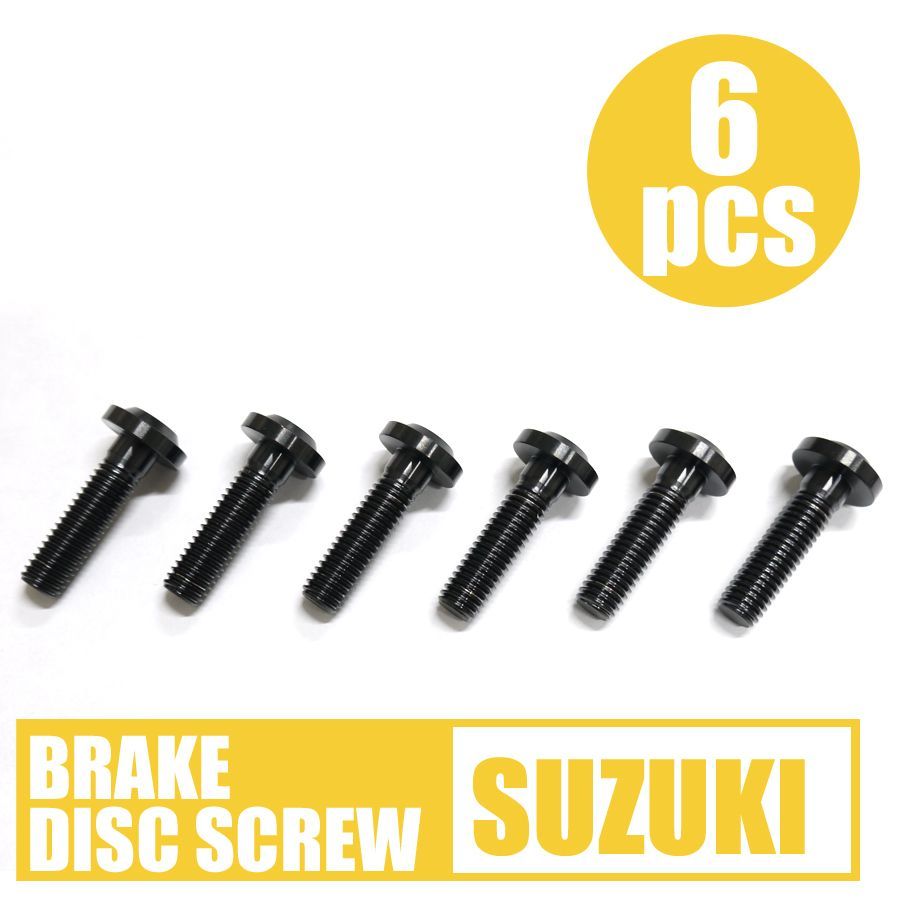 スズキ車用 64チタン合金製 フロントリアブレーキディスクボルト6本セット 黒 ブラック GSX1100S カタナ