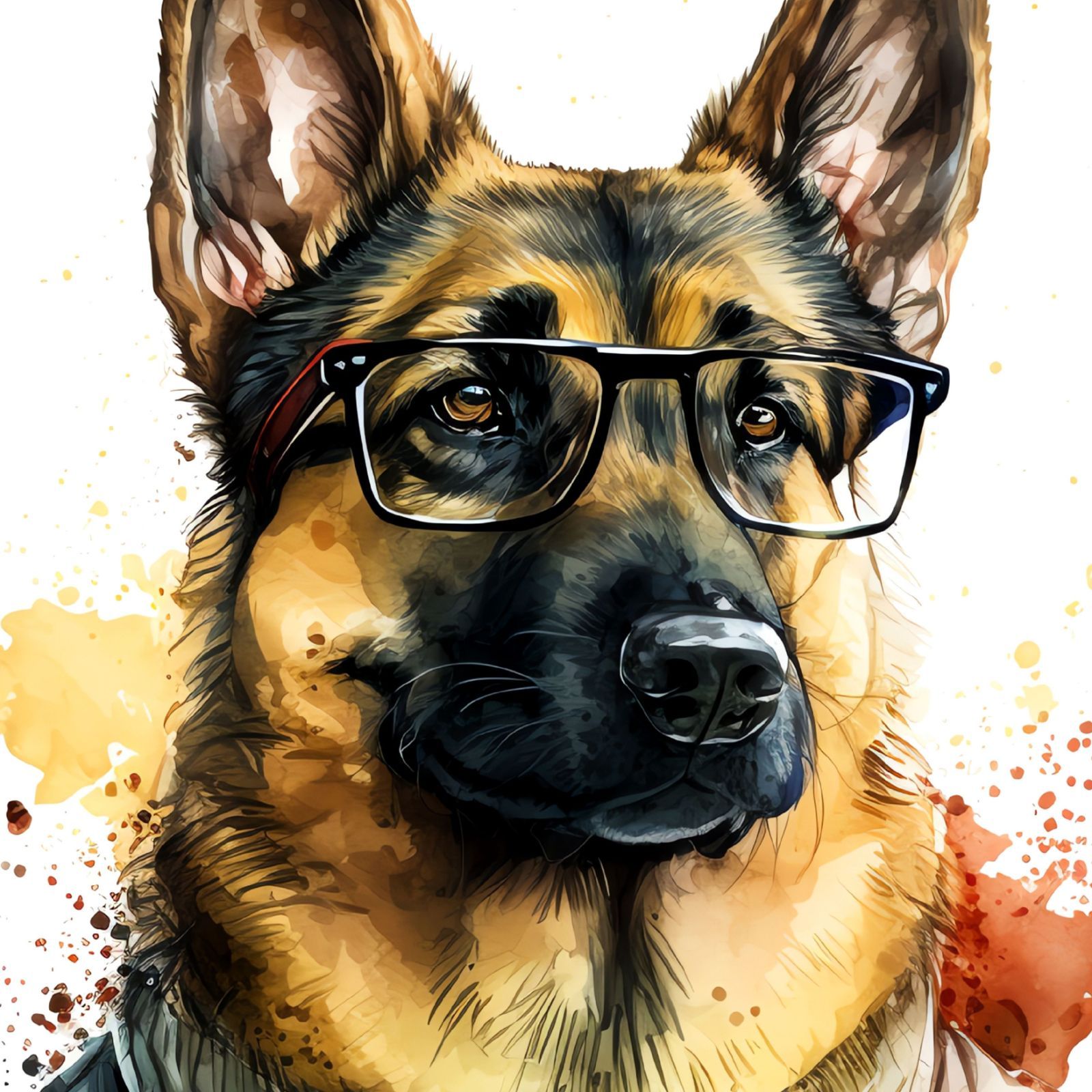 PET174】ジャーマンシェパード 犬アート 水彩 いぬの絵