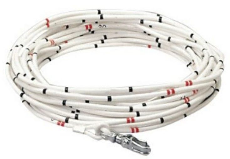 深浅測量用レットロープ サンロープ レッド用 先端ナスカン付 φ7mm 30m 10cm間隔目盛 グラスファイバー製 深浅測量 測深 水深測定 港湾測量