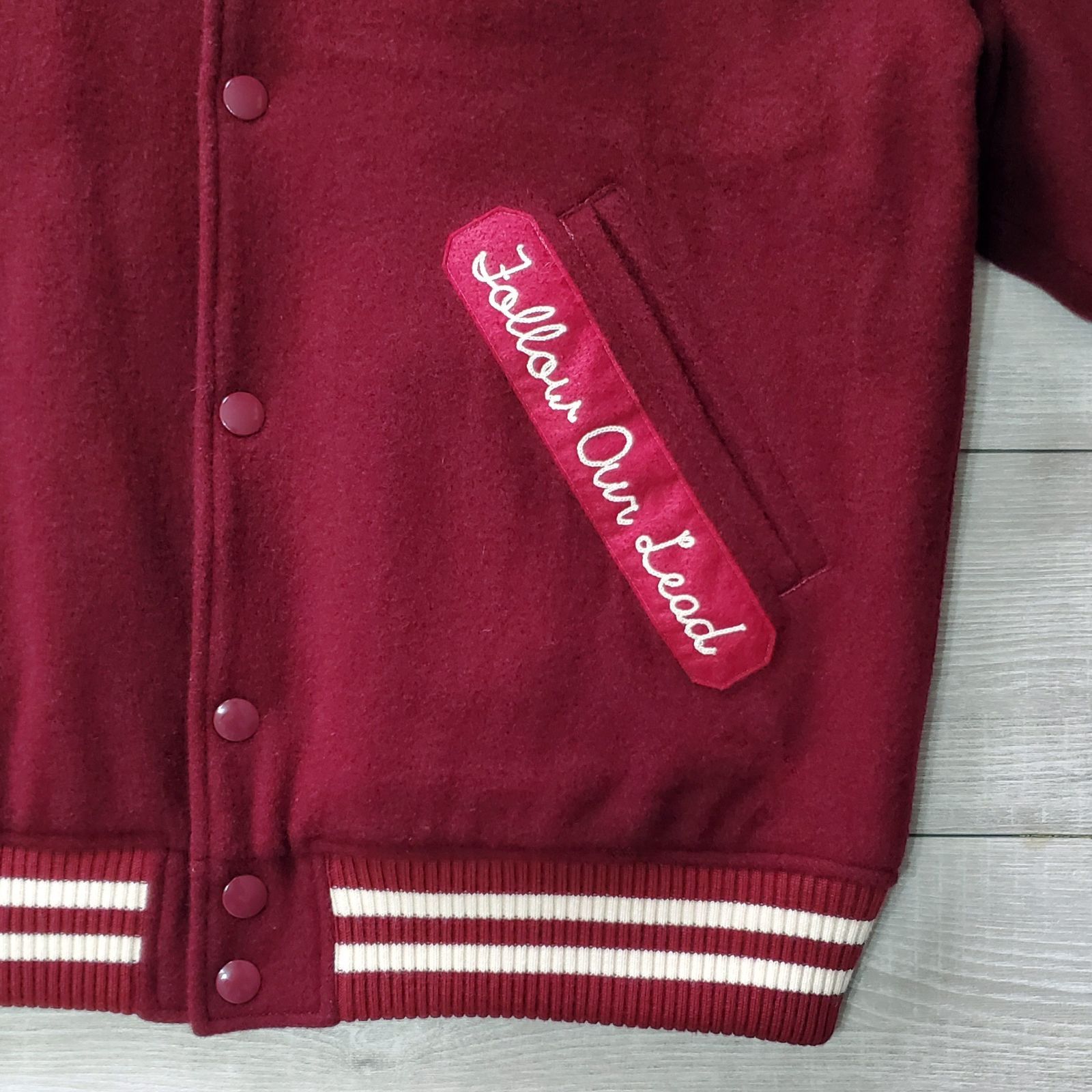 CALEEキャリー□美品 18AW Melton wool stadium jacket 刺繍 フェルト