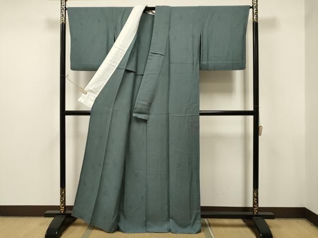 平和屋着物▽上質な色無地 単衣 鴇浅葱色 正絹 逸品 CAAV9415ze