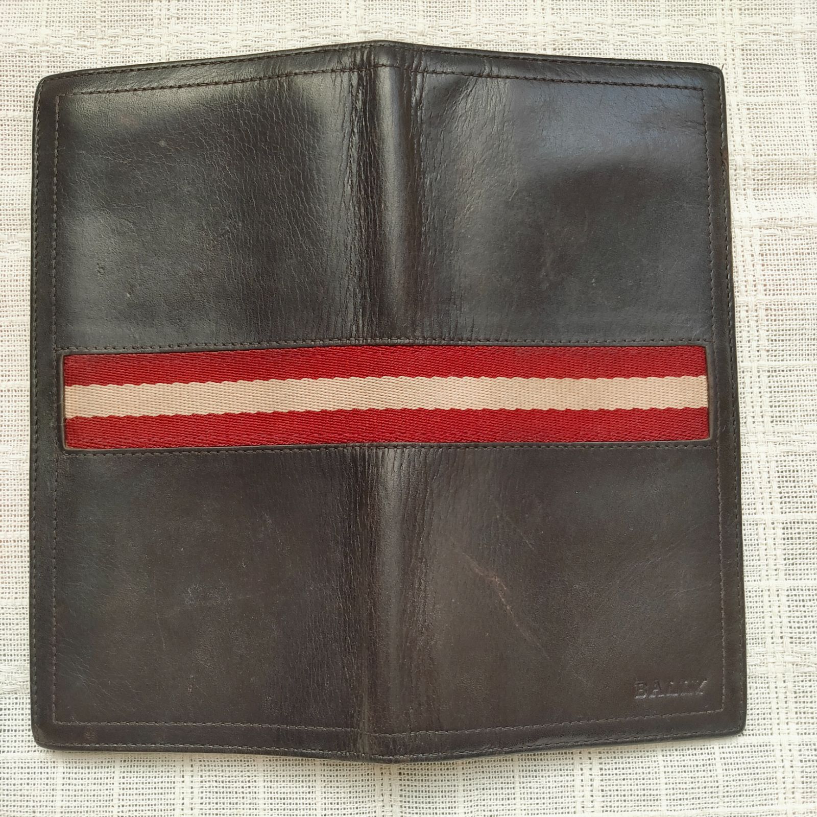 BALLY バリー 長財布 レザー ブラウン 赤白ライン レザー ユニセックス BALLY バリー 長財布 レザー ブラウン 赤白ライン ユニセックス