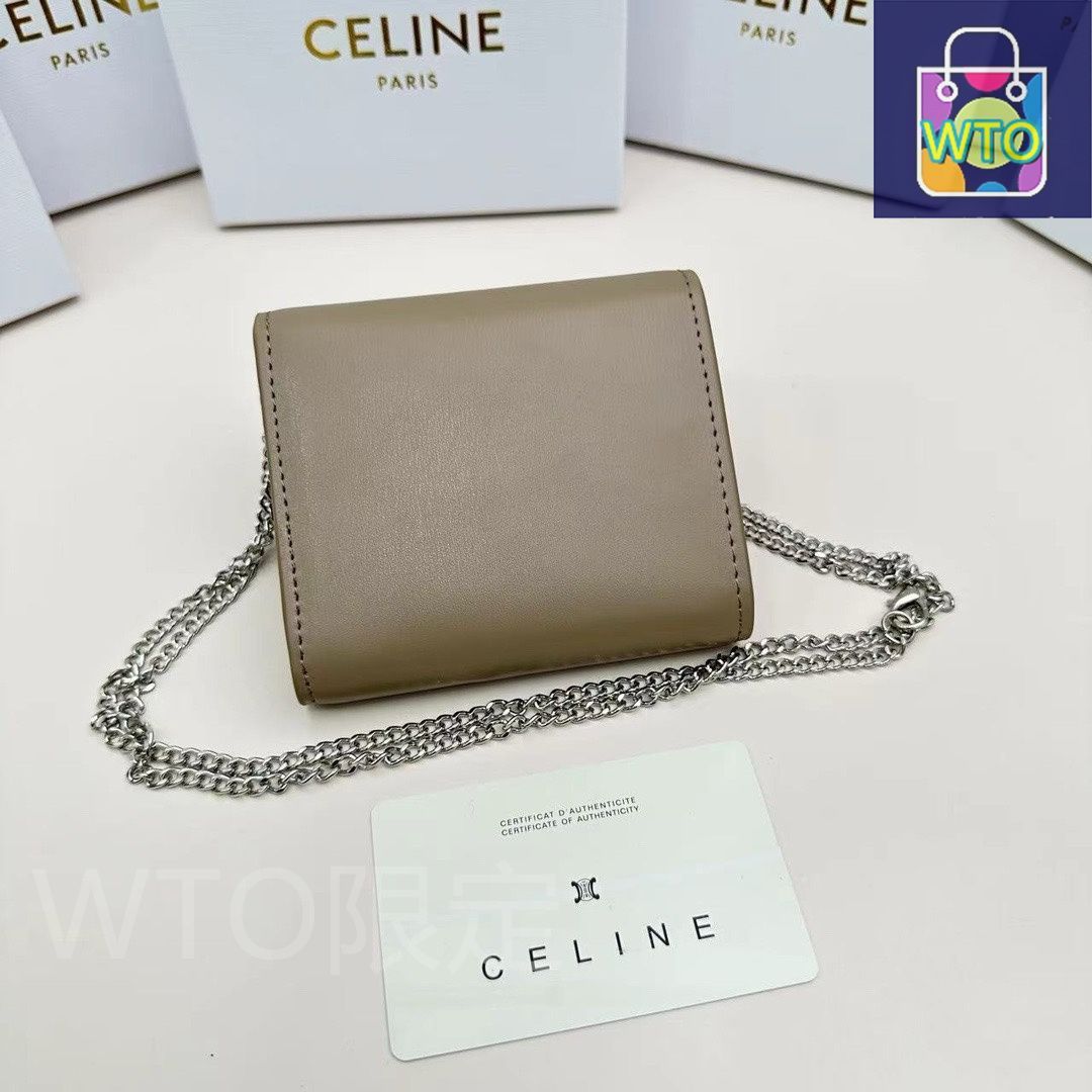 【CELINE】大人気☆チェーンウォレット トリオンフ □CELINE□トリオンフ チェーンウォレット ブラック (CELINE