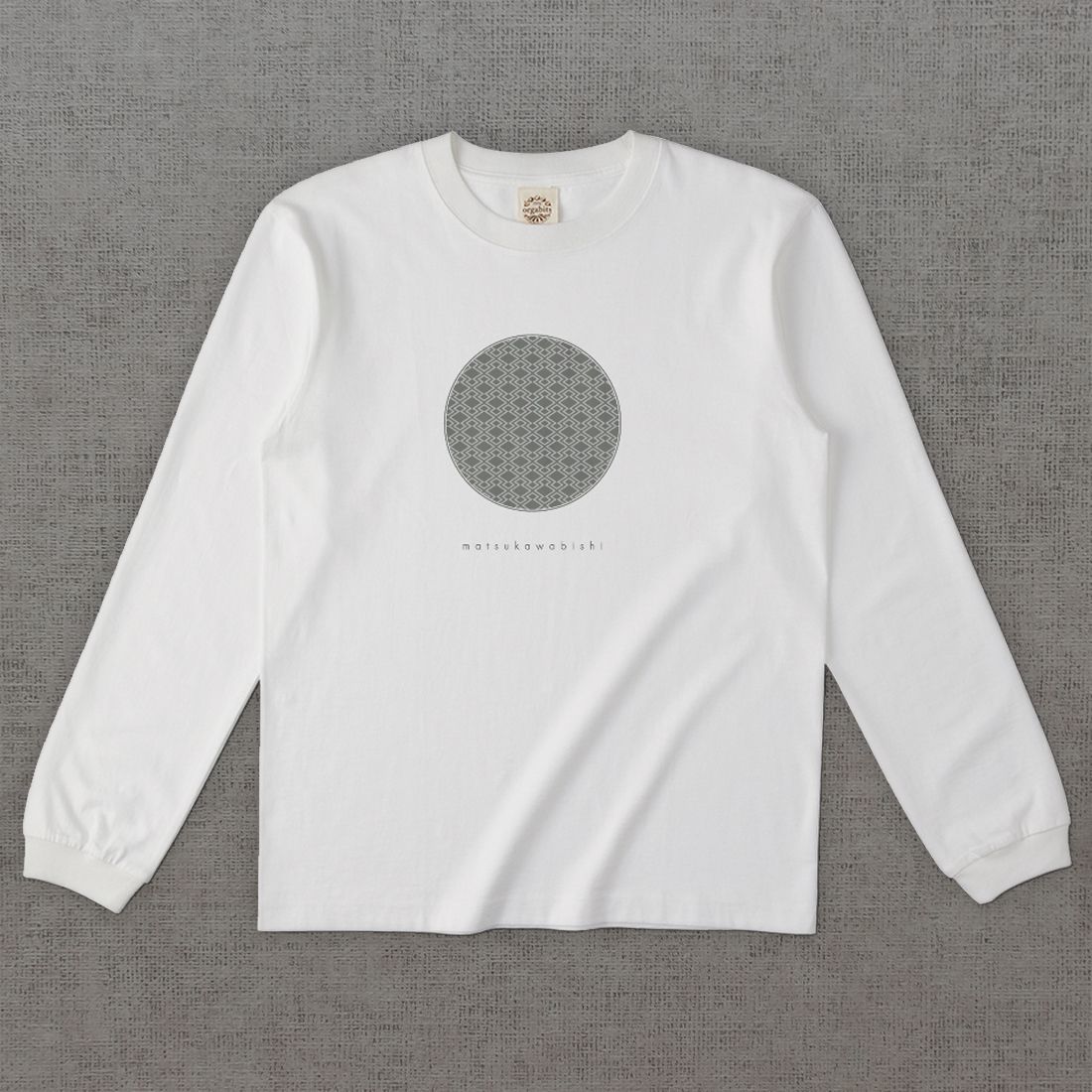 和柄長袖Tシャツ　松皮菱 -墨・円-［長袖］