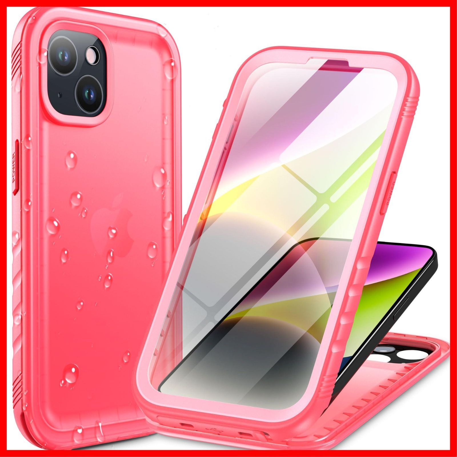 【在庫処分】雨用など バンパー付き スマホケース ストラップホール付き アイフォン14に適用（2眼レフ 防水ケース 14用 - - iPhone iPhone 6.1インチ [IP68防水防塵/完全防水/全面保護/防雪/水中撮影