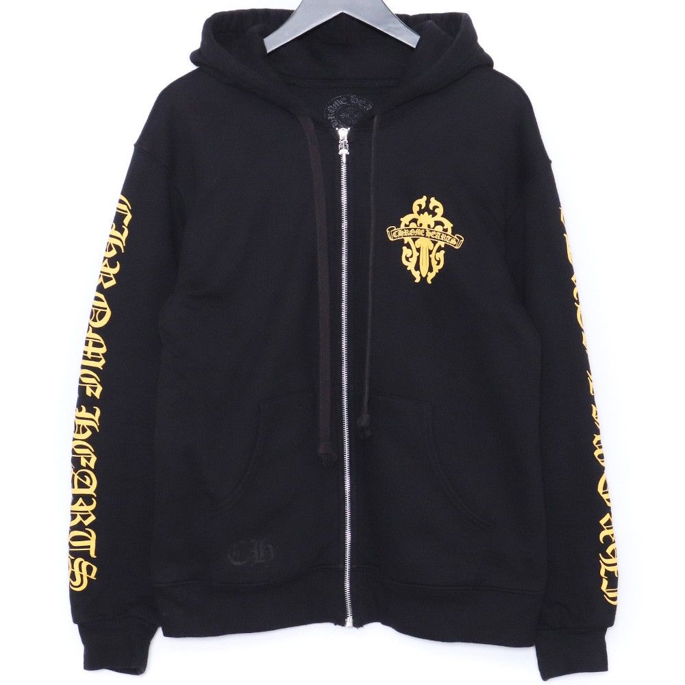 CHROME HEARTS ブラックジップパーカー クロムハーツ パーカー ジップ XLサイズ ブラック メンズ CHROME