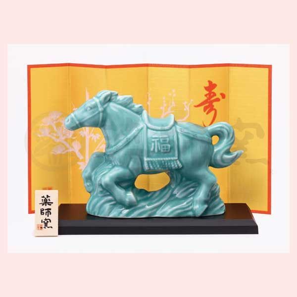 青緑色の陶器製馬の置物 大型唐三彩 馬 置物 高78cm 焼物 陶器製