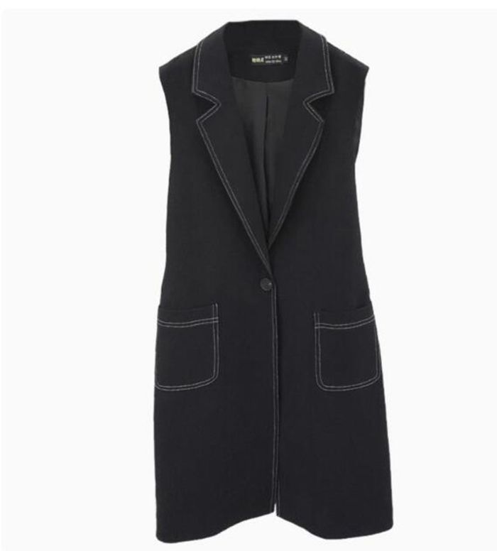 ジレ カジュアルコート ロングジレ ロングベスト レディース トレンチベスト ロング丈スーツベスト ノーカラー アウター 2XL 3XL 4XL 大きいサイズ ブラック ジレ カジュアルコート ロング ジレ ベスト レディース トレンチ