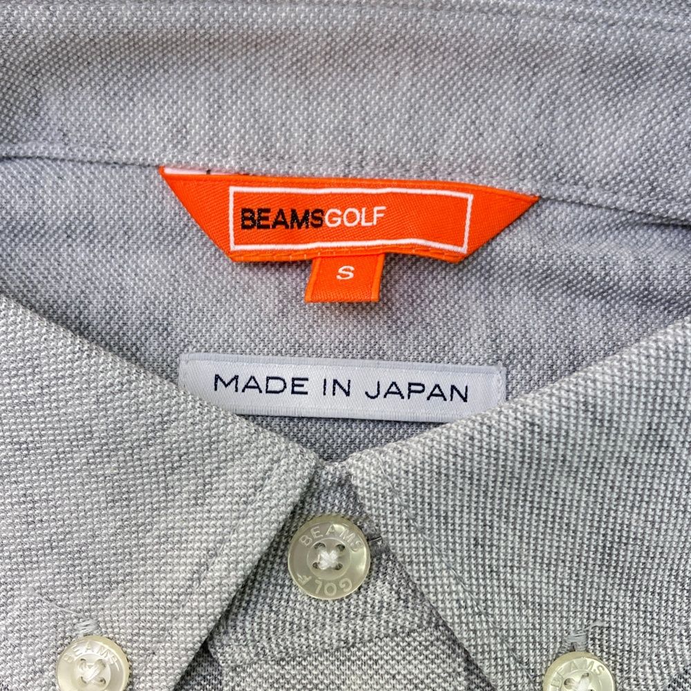 サイズ：S BEAMS GOLF ビームスゴルフ  半袖ポロシャツ ワッペン ボタンダウン  グレー系 [240101480248] ゴルフウェア メンズ ストスト サイズ：S BEAMS GOLF ビームスゴルフ 半袖ポロシャツ ボタン