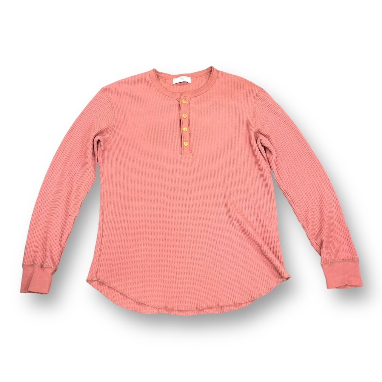 ピンク ヘンリーネック 長袖カットソー サーマル