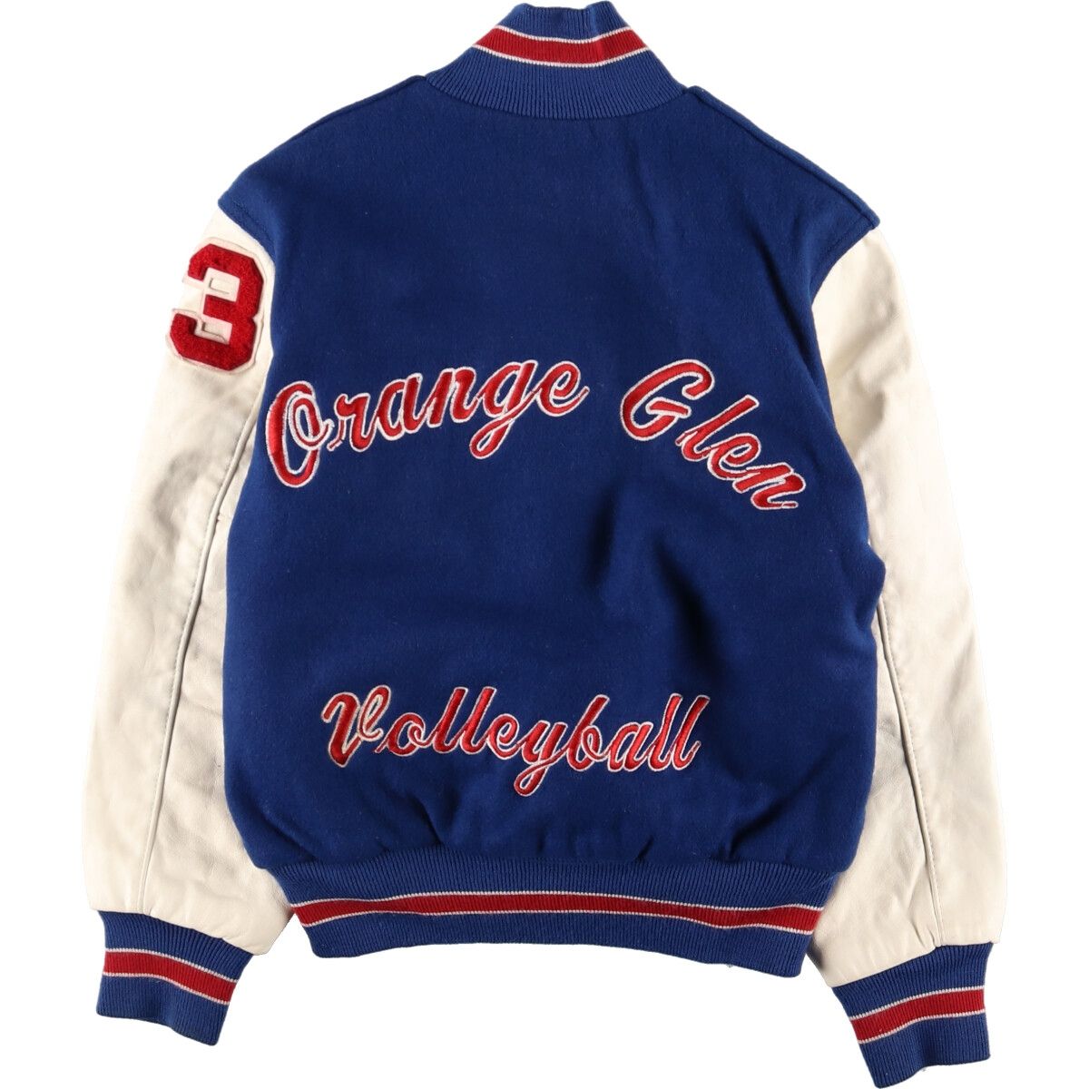 古着 90年代 Holloway 袖革ウールスタジャン アワードジャケット バー 