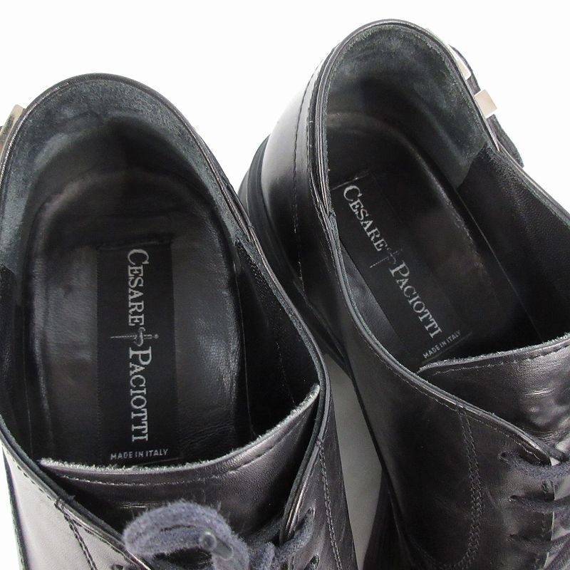 美品 CESARE PACIOTTI ビジネスシューズ 高級 本革 ブラック 7 CESARE PACIOTTI チェザーレ パチョティ レザー ドレスシューズ