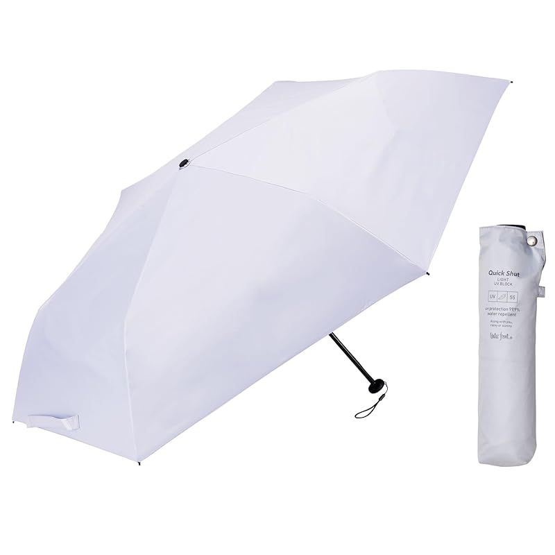 【在庫限り】Waterfront 折りたたみ傘 日傘 兼用 雨傘 アイス ブルー 55cm 210g LESS IS MORE シリーズ 『クイックシャット ライト UV ブロック 折』 シェイプメモリー機能 撥水4級 UVカット99.9% 遮光99.99 折りたたみ傘 Waterfront ウォーターフロント Purple 耐風 Waterfront&frasl;形状記憶クイックシャットライト