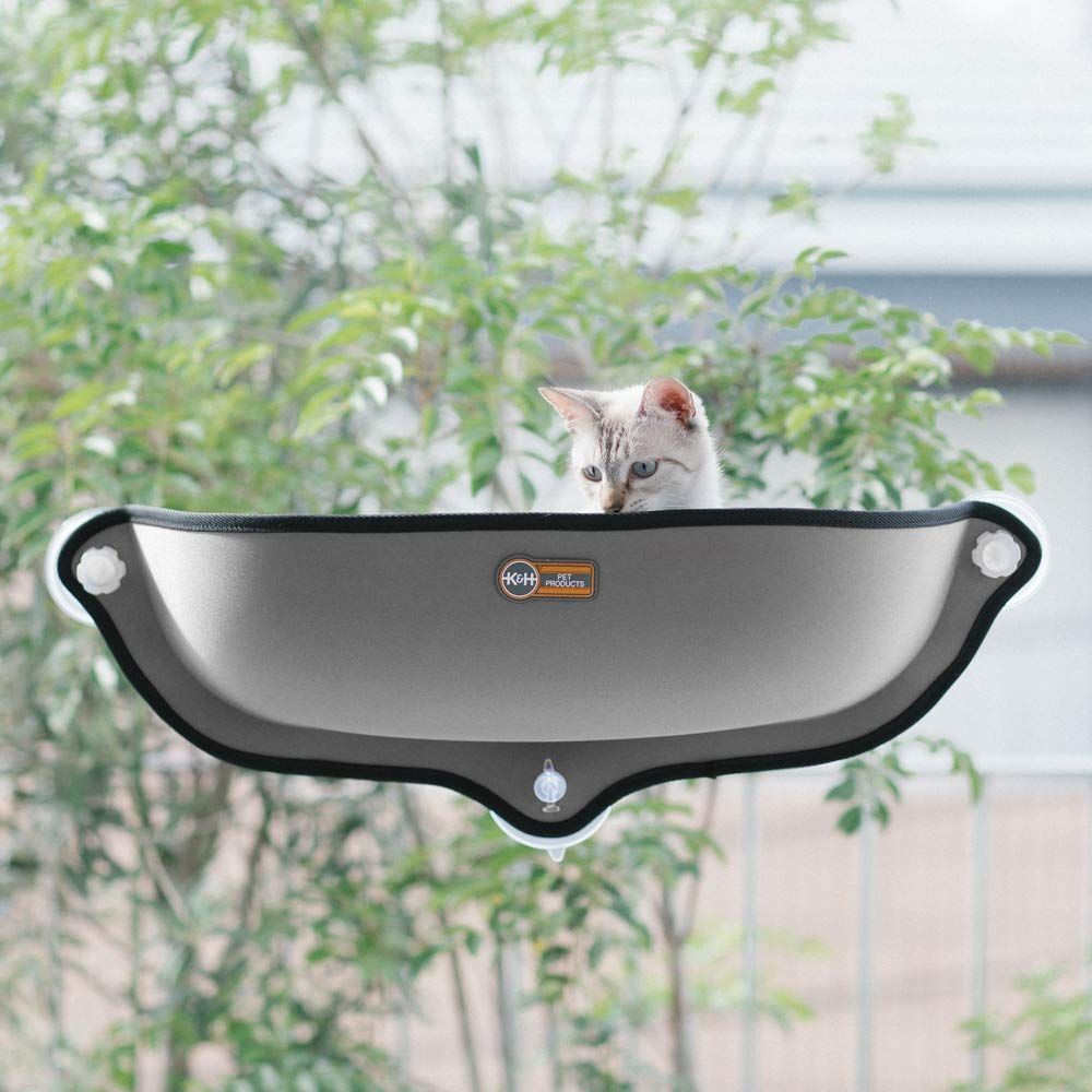 【在庫処分】WINDOW BED KITTY Ku0026H SILL GREY/KHBD6295GR/ウィンドウベッド/ネジ式吸盤猫用ベッド/グレイ色/窓が好きな愛猫へ/ネジ式吸盤で窓にしっかりと固定ができます。 グレー 猫用
