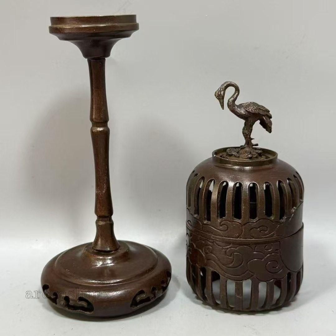 銅製 香炉 仙鶴宮灯香炉 室内檀香香炉 茶室禅意香炉 装飾品 工芸