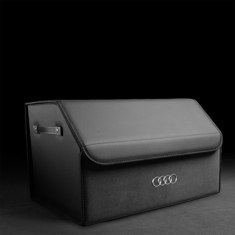 Audi」金属logo汎用自動車収納ボックストランクバッグ ブラック 