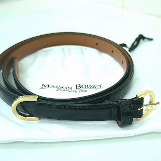 MAISON BOINET　メゾンボワネ　エナメル　ベルト　ブラック　フランス製 MAISON BOINET メゾンボワネ エナメル ベルト ブラック フランス