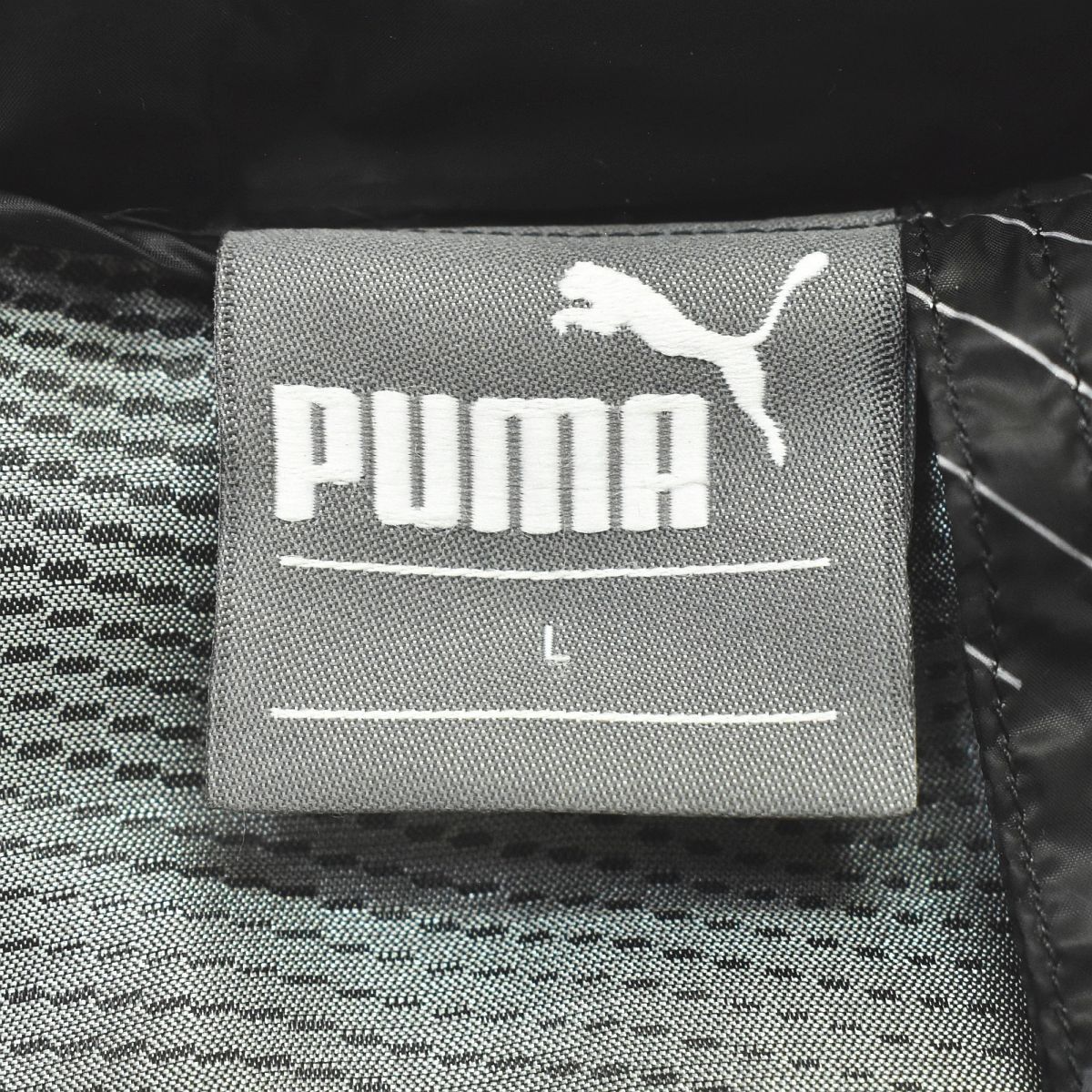 【ロゴ入り】 プーマ PUMA ダウン ジャケット L 総柄 ブラック スポーツ ウェア