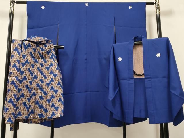 平和屋着物[]七五三 男の子 祝着・羽織・行灯袴・帯セット 紺色