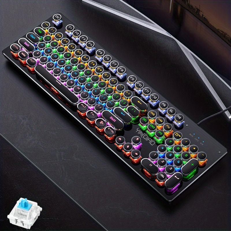 メカニカルキーボード 104キー 緑軸 バックライト付き オフィス eスポーツ ゲーム用キーボード 有線 USB デスクトップパソコン ノートPC 汎用タイプ部品 YaEV230