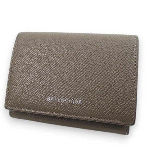 バレンシアガ BALENCIAGA 558208 3つ折り財布 ロゴ ベージュ レザー