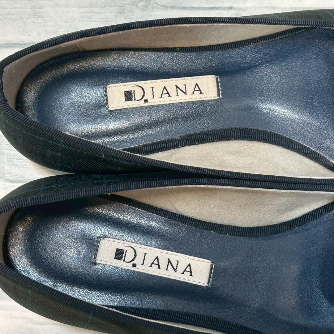 美品】DIANA パンプス グリッター チェック柄 ポインテッドトゥ 22.5cm