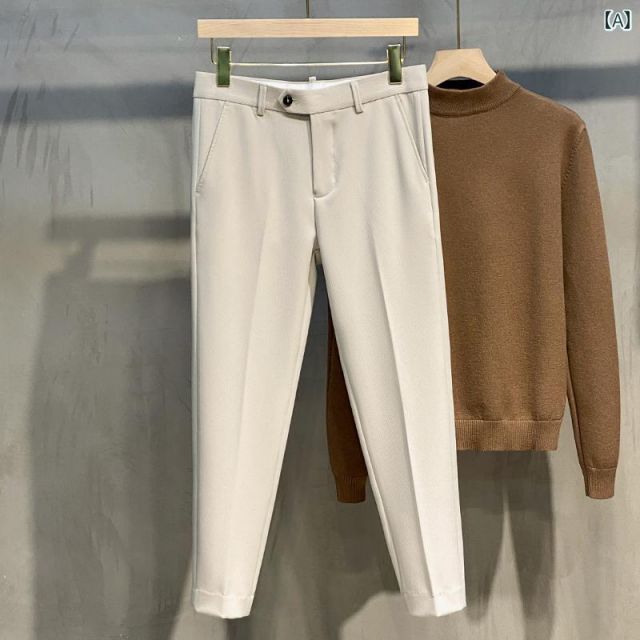 [31]秋冬 コーデ メンズ  服 シンプル ファッション オシャレ 大人 かっこいい 大きいサイズ ストリート 紳士服  パンツ ハイエンド カジュアル パンツ ストレート ビジネス スリム 九分丈 
