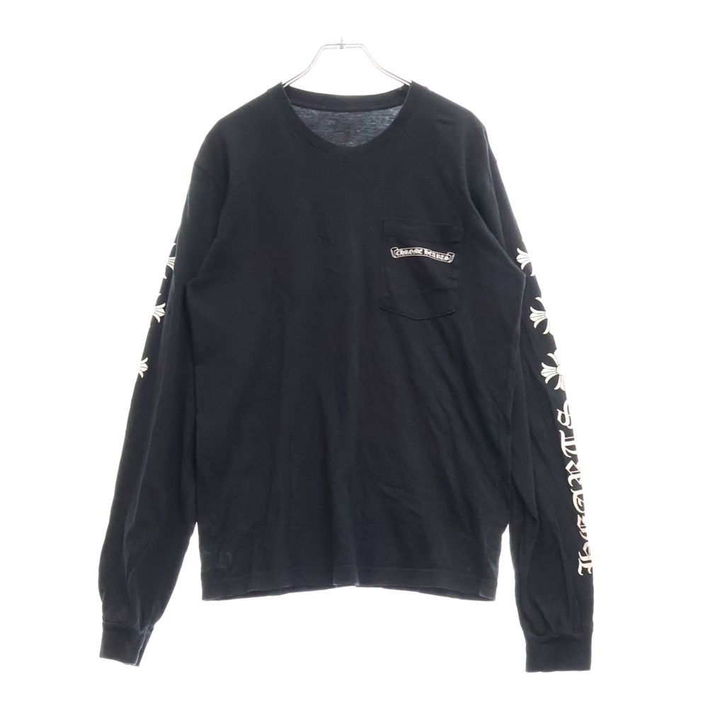 CHROME HEARTS クロムハーツ CH T-SHIRT アームCHプラス ロゴプリント クルーネック 長袖Tシャツ カットソー ブラック