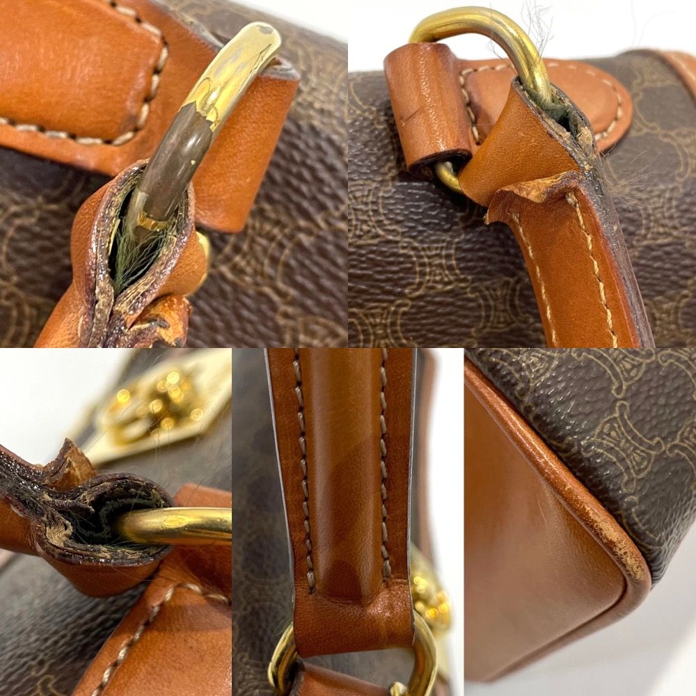 タイムセール】 セリーヌ ハンドバッグ レディース ヴィンテージ ... CELINE セリーヌ ハンドバッグ ヴィンテージ マカダム トップハンドル レザー かばん 鞄 PVCコーティングキャンバス レザー ブラウン 茶 ゴールド金具 レディース 定番【品】
