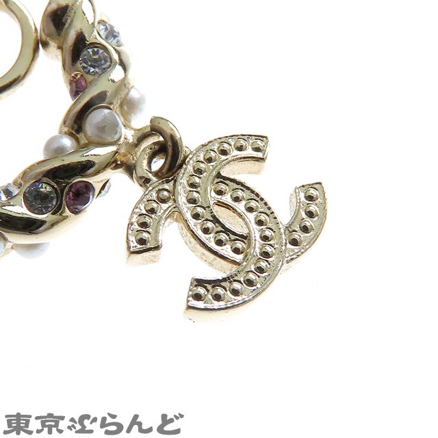 シャネルイヤリング ココマーク ロゴ フェイクパール ラインストーン ゴールドカ CHANEL シャネル ココマーク スイング イヤリング フェイク