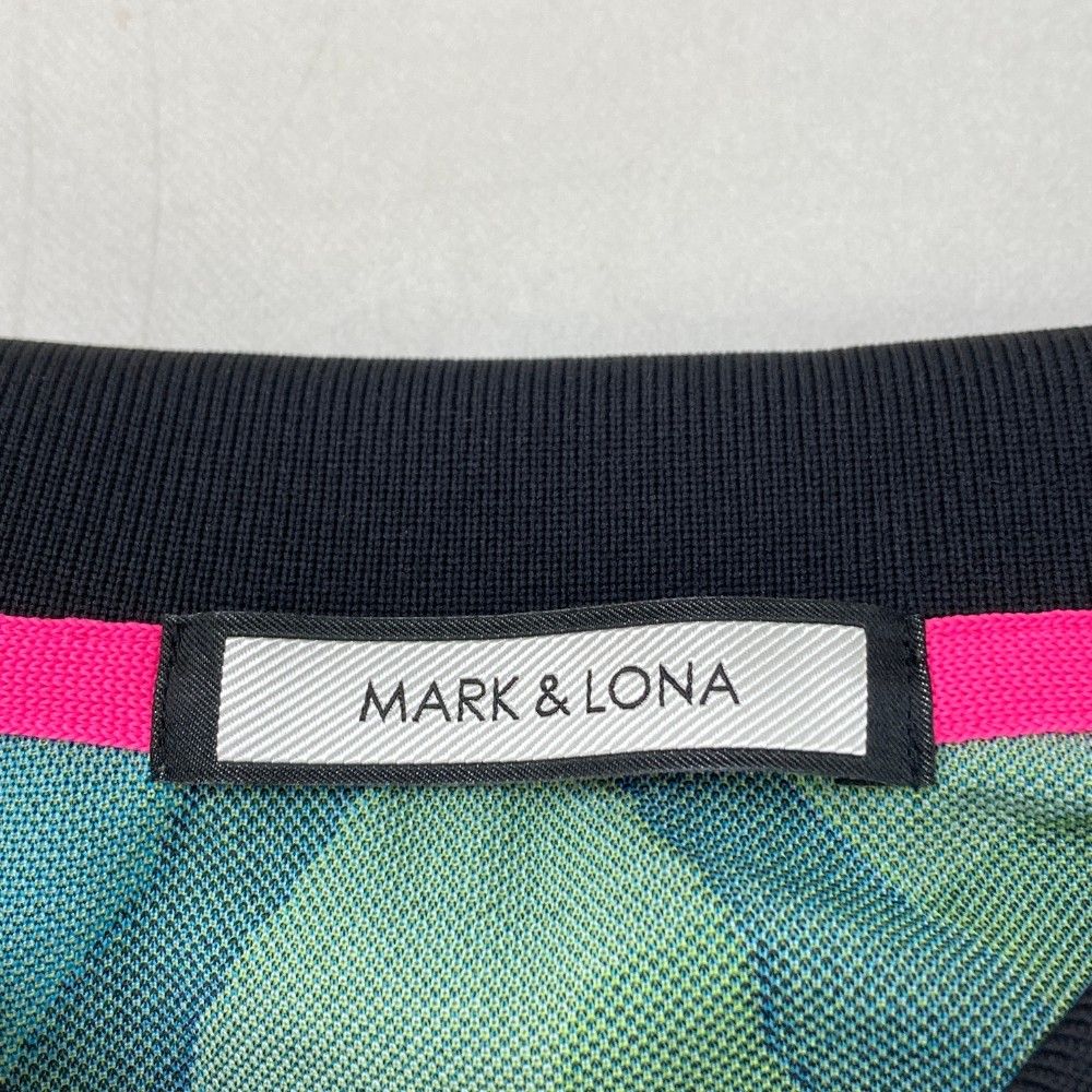 サイズ：48 MARK&LONA マークアンドロナ  半袖ポロシャツ カモフラ柄 ブルー系 [240101426107] ゴルフウェア メンズ ストスト サイズ：48 MARK&LONA マークアンドロナ 半袖ポロシャツ