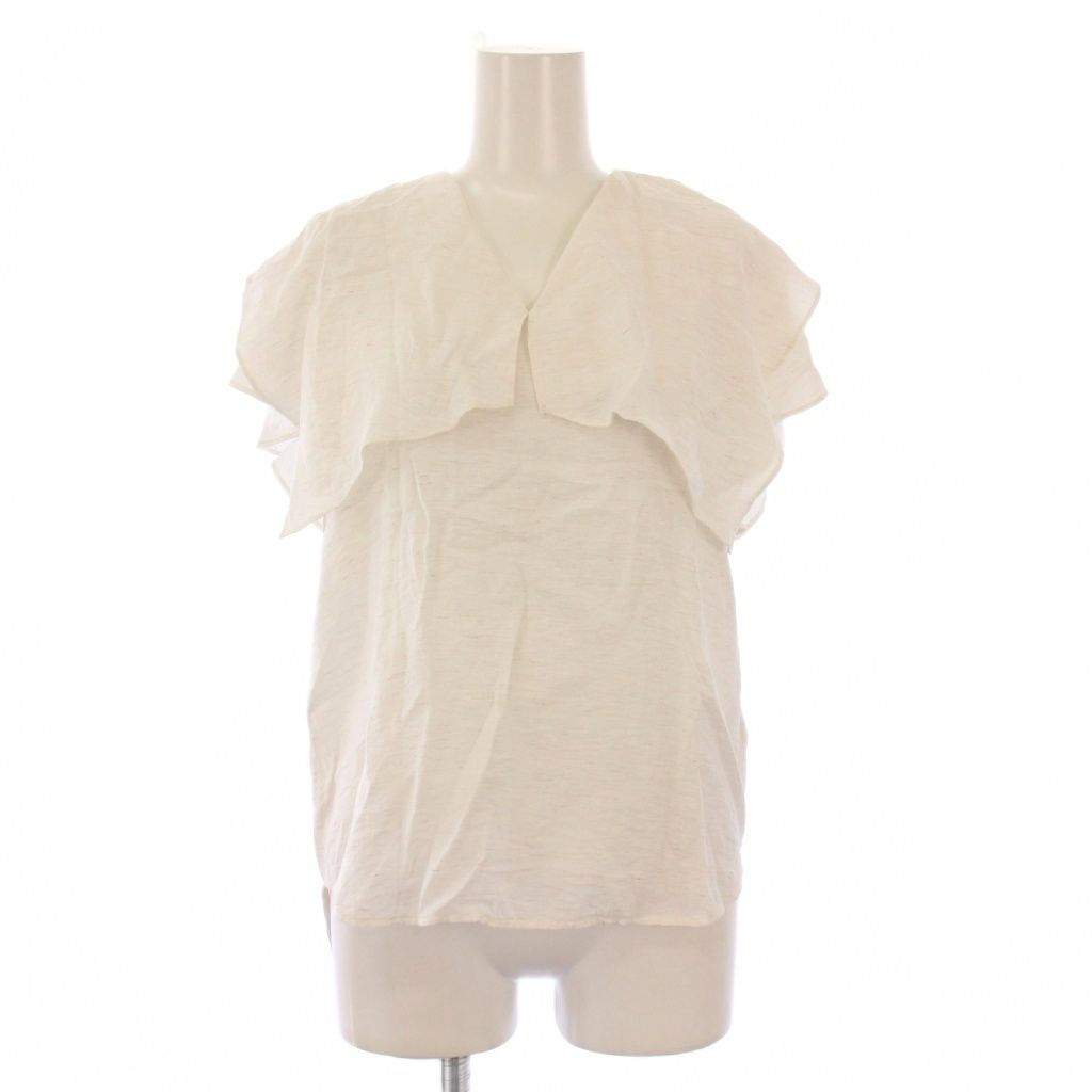 ノーブル NOBLE 25SS ファジーリネンスクエアケープブラウス シャツ プルオーバー 半袖 Vネック F 白 ホワイト 25051240104020 BB