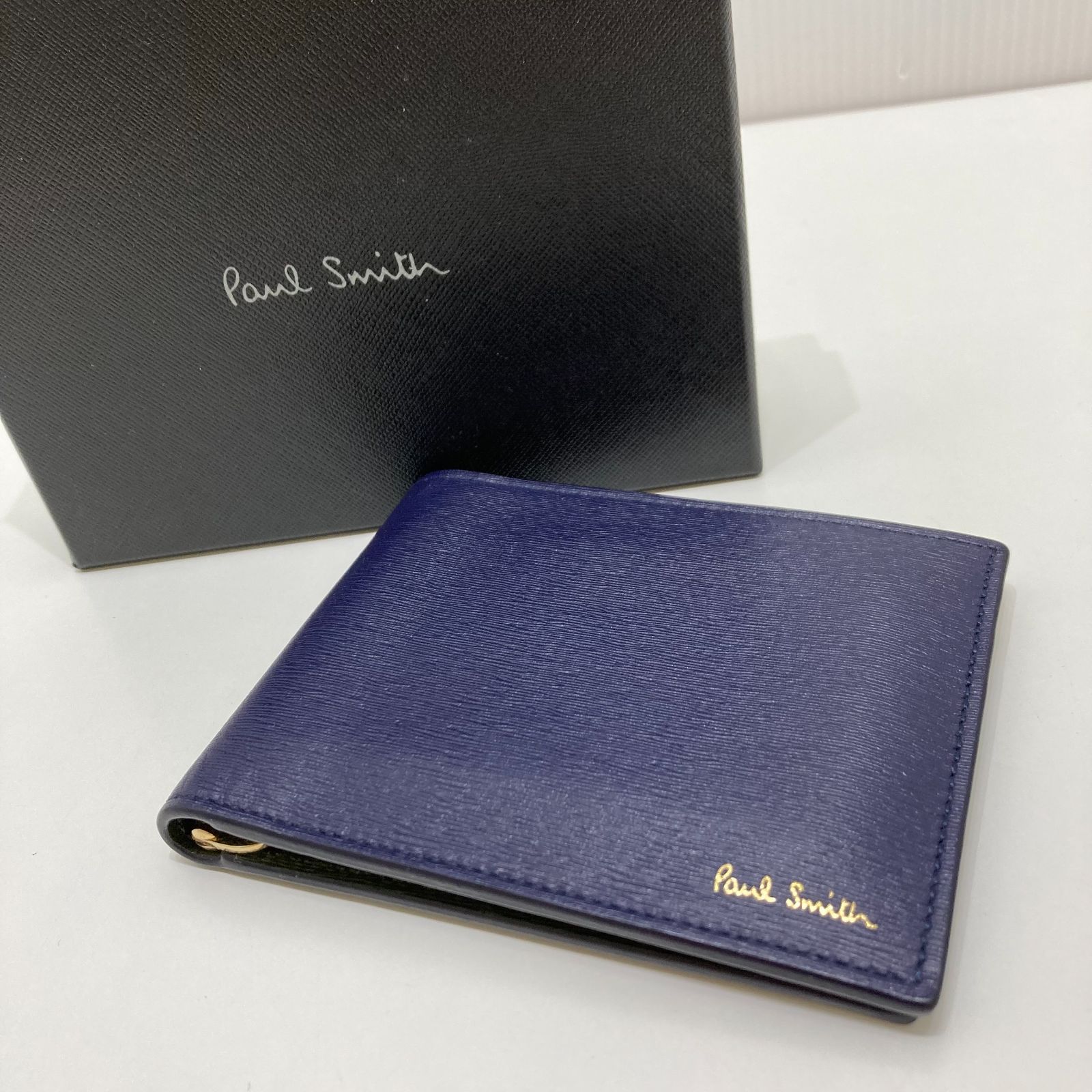 Paul Smith ポール・スミス マネークリップ 財布 M1A-5476-ASTRGS ネイビー/グリーン 6ポケット 牛革