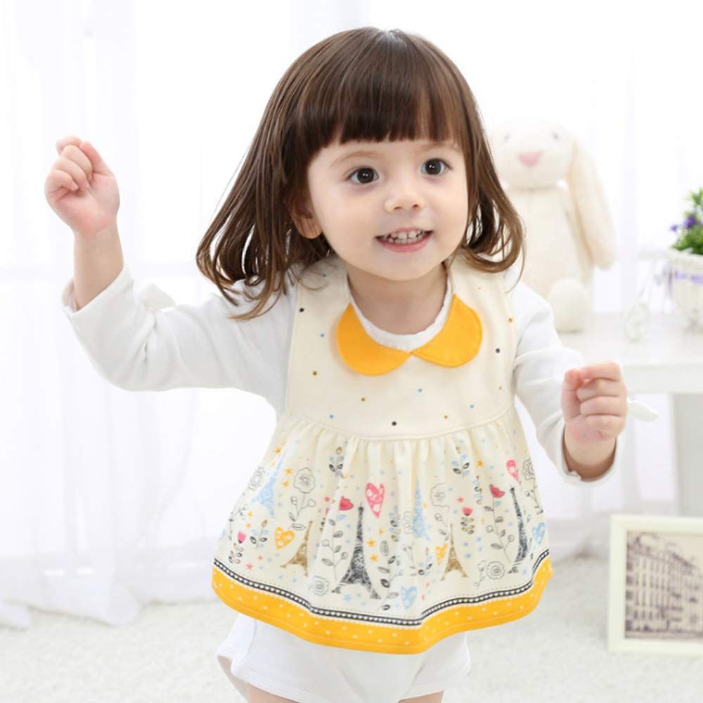 小さな鉄の塔 女の赤ちゃんの綿のスカートよだれかけストラップ調節