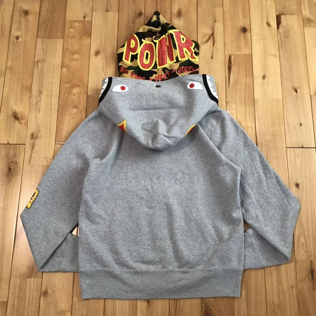 ダブル シャーク パーカー Sサイズ グレー × 1st camo yellow