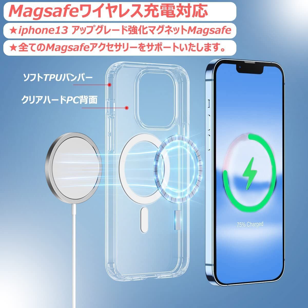 MagSafe対応 iPhone15ProMax クリアケース カバー - メルカリ