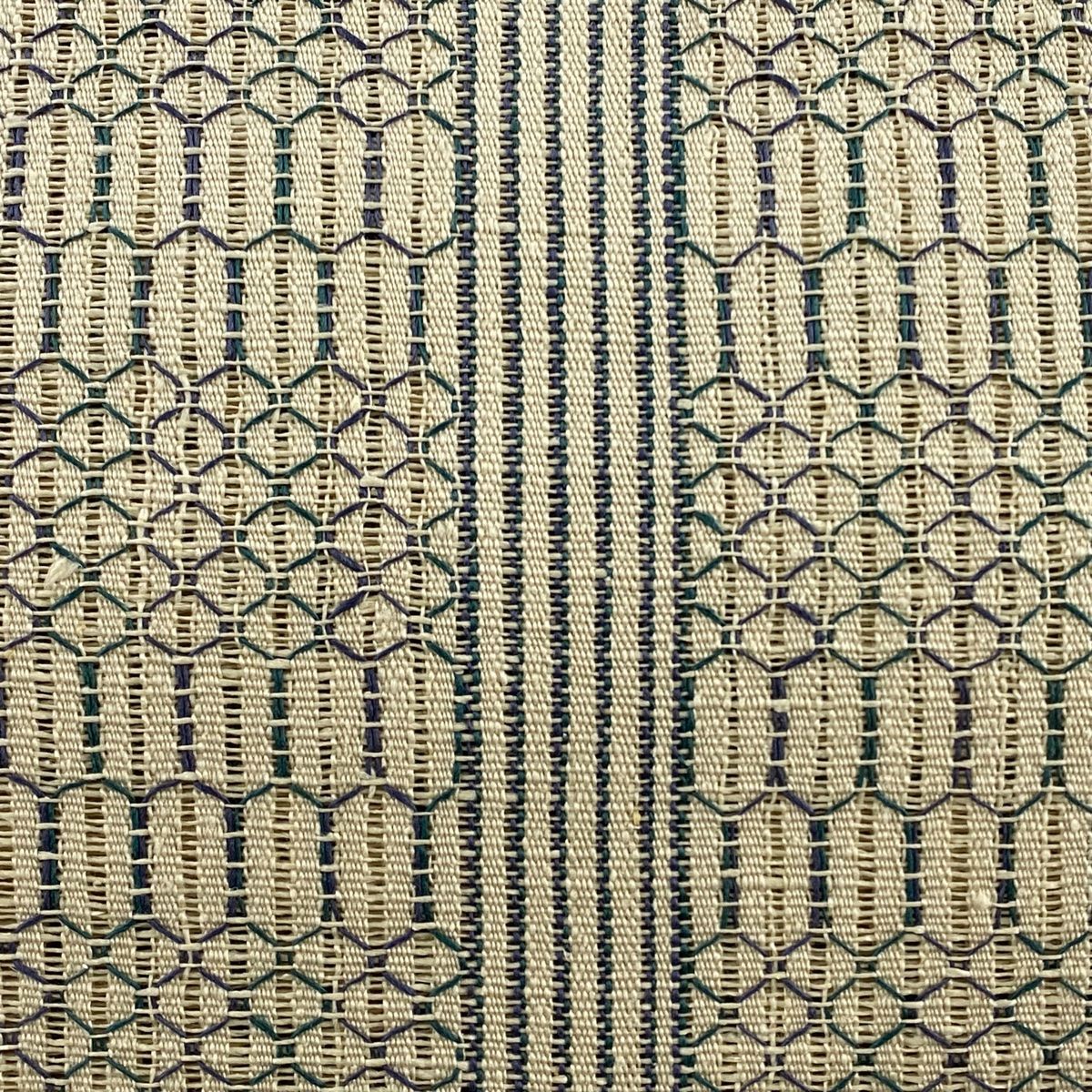 名古屋帯 秀品 松葉仕立て 八寸名古屋帯 縞 幾何学模様 ベージュ 正絹