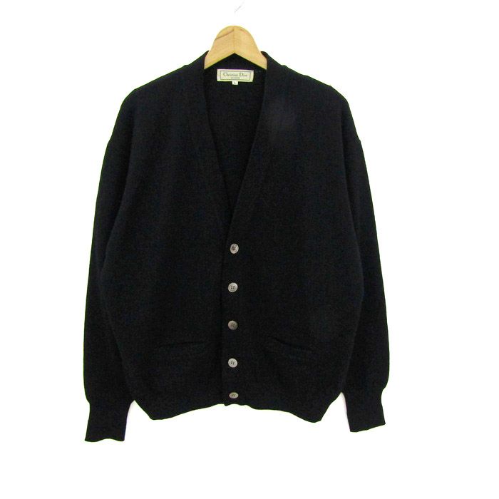 クリスチャンディオール カーディガン 長袖 ラムウール トップス 黒 メンズ Lサイズ ブラック Christian Dior
