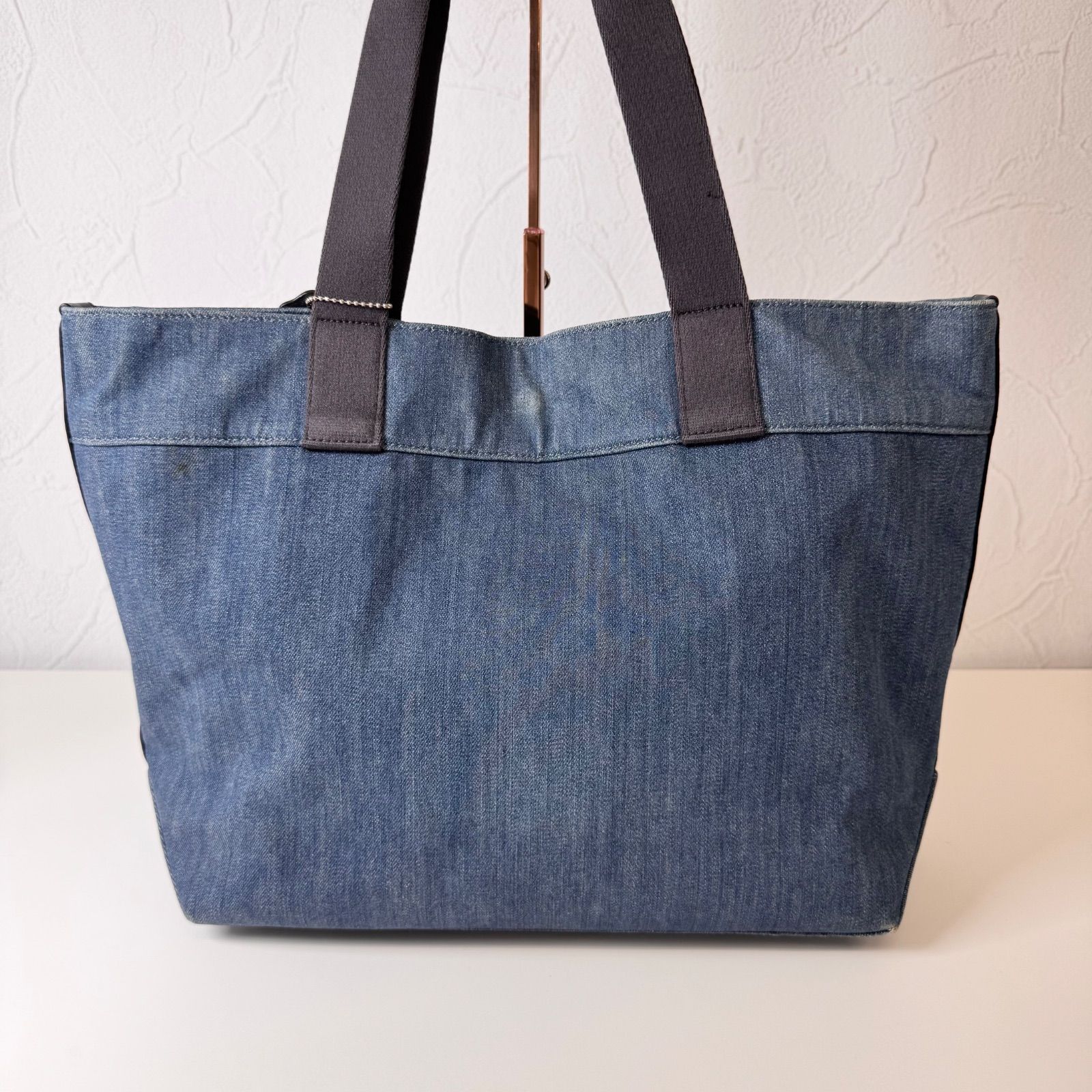 COACH デニムブルー トートバッグ 良品 COACH トートバッグ デニム ブルー シグネチャー パッチ