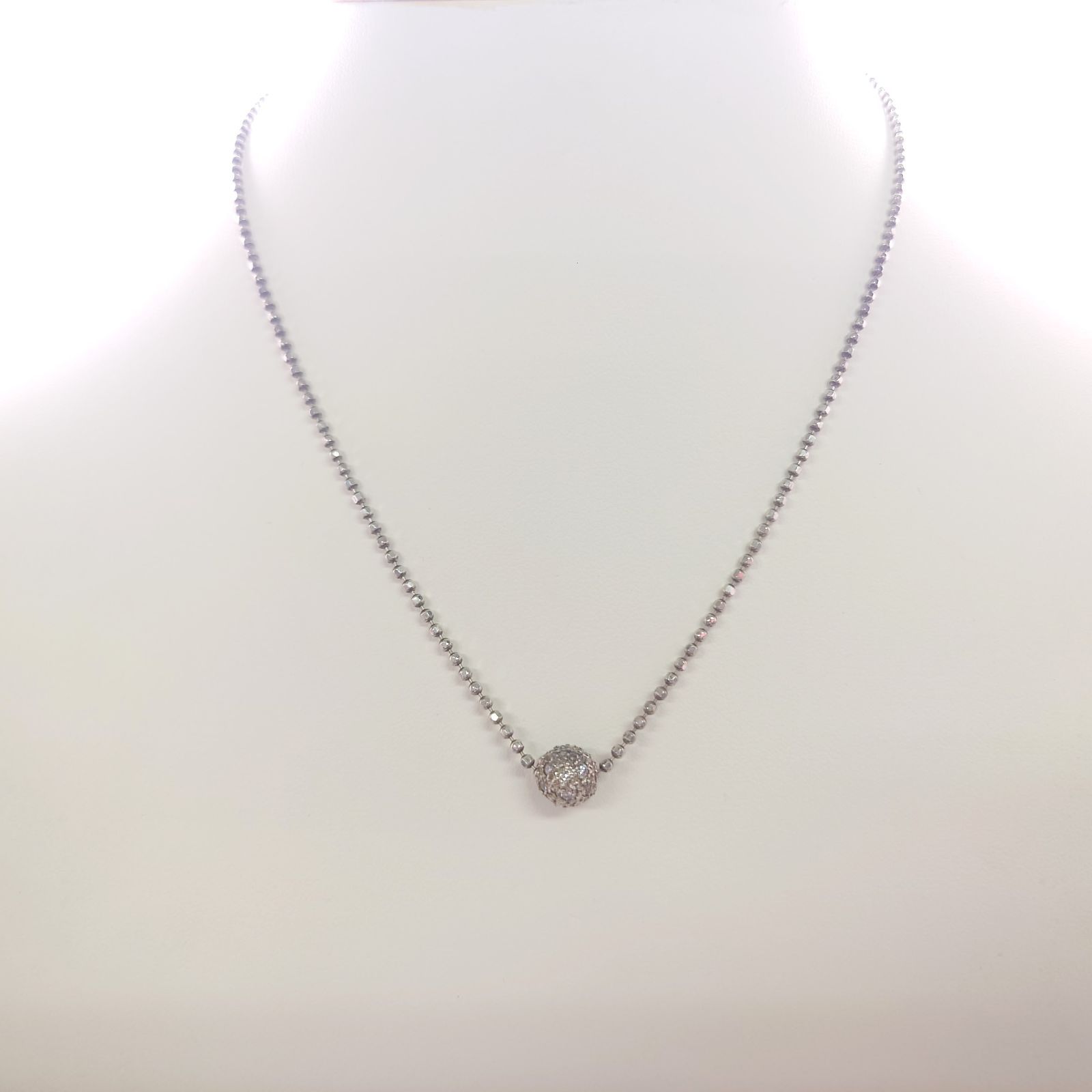 Folli Follie【フォリフォリ】ボールチェーンネックレス 石付き SV925 