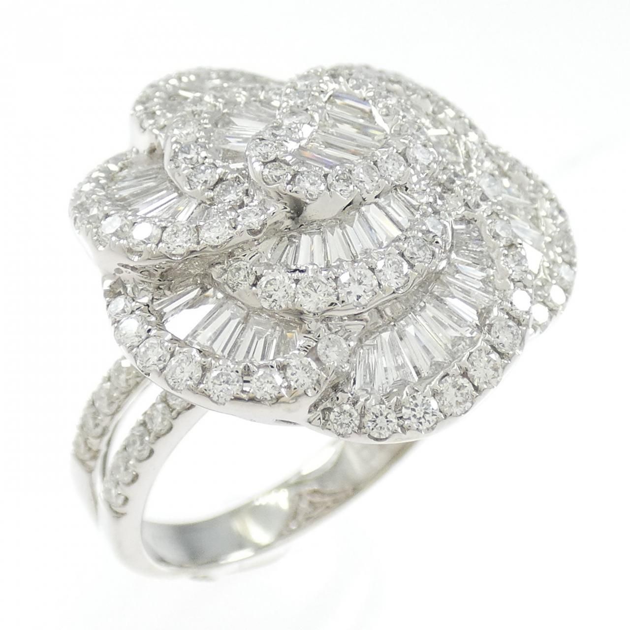 K18WG フラワー ダイヤモンド リング 2.49CT