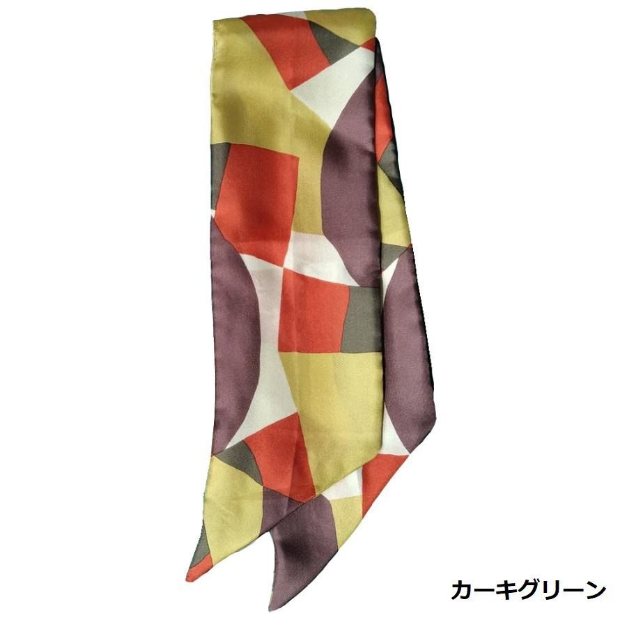 レディース スカーフ シルク100% 絹 日本製 ナロー 細い ツイリー