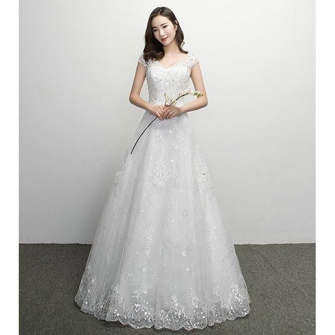 ウェディングドレス ウエディングドレス 袖あり 結婚式 花嫁 二次会 パーティードレス ロングドレス ブライダル 披露宴 プリンセス ド