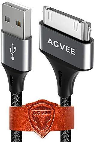 AGVEE 2本パック 6フィート 古いiPhone 4S用充電ケーブル MFI認証 30ピン編組 高耐久 高耐久 iPhone 4|4S iPad 1|2|3 iPod Classic Nano Touch対応 ダークグレー